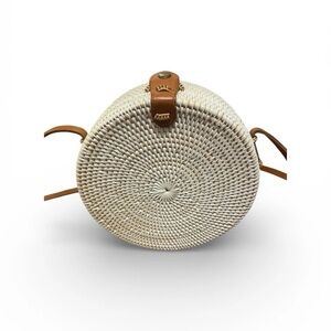 Wicker Rattan Boho Chic Round Bag Crossbody Purse Hand Bag